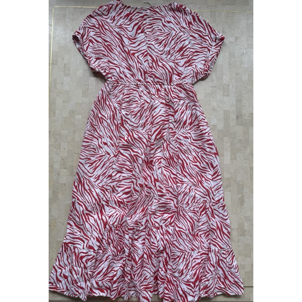 Villagalo 100% Linen Zebra Red Maxi Dress Lined Spanish EU40 (US6)‎ NWOT $248 - Picture 11 of 12